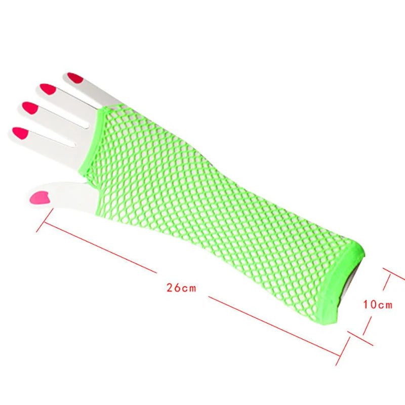 Women's Fashion Neon Fishnet Fingerless Long Gloves - Leg/Arm cuff, Party Sleeves