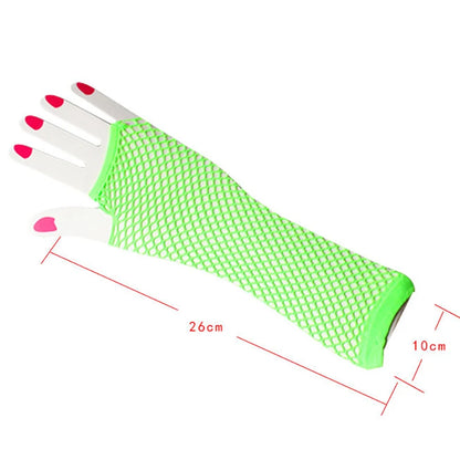 Women's Fashion Neon Fishnet Fingerless Long Gloves - Leg/Arm cuff, Party Sleeves