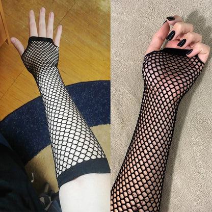 Women's Fashion Neon Fishnet Fingerless Long Gloves - Leg/Arm cuff, Party Sleeves
