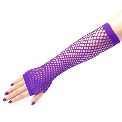 Women's Fashion Neon Fishnet Fingerless Long Gloves - Leg/Arm cuff, Party Sleeves