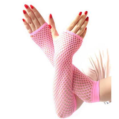 Women's Fashion Neon Fishnet Fingerless Long Gloves - Leg/Arm cuff, Party Sleeves