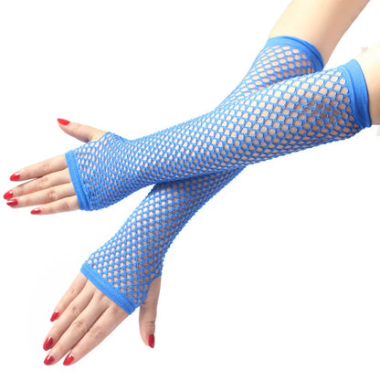 Women's Fashion Neon Fishnet Fingerless Long Gloves - Leg/Arm cuff, Party Sleeves