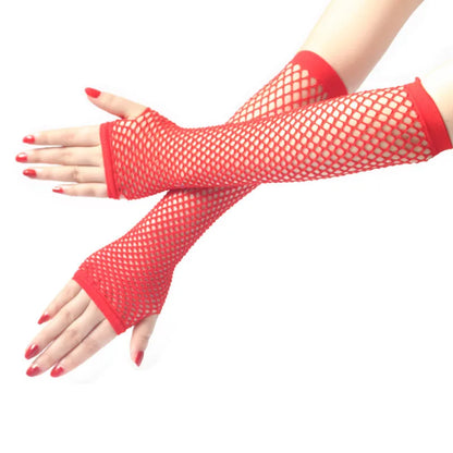 Women's Fashion Neon Fishnet Fingerless Long Gloves - Leg/Arm cuff, Party Sleeves