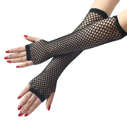 Women's Fashion Neon Fishnet Fingerless Long Gloves - Leg/Arm cuff, Party Sleeves