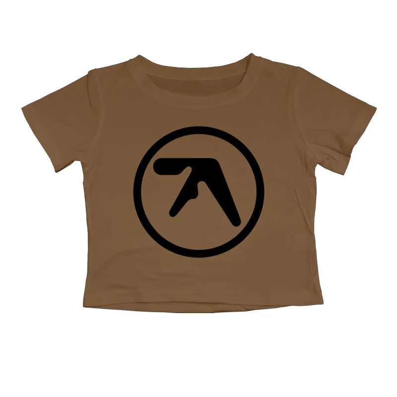 Punk Aphex Twin Print T-Shirt. Oversize Hip Hop Women Streetwear - Crop Top Baby Goth