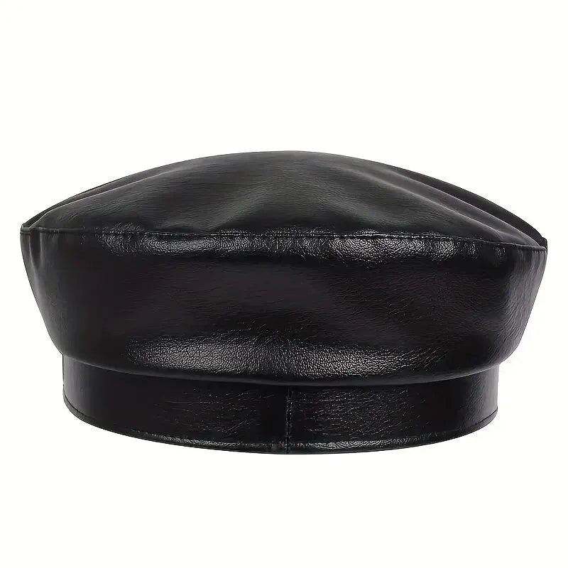 Women's Large Belt Buckle Leather Hat - Sailor Hats, Beret Cap, Military hat