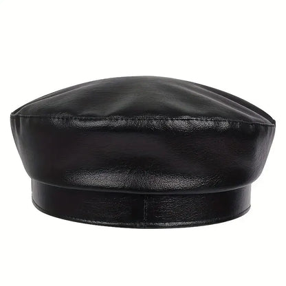 Women's Large Belt Buckle Leather Hat - Sailor Hats, Beret Cap, Military hat
