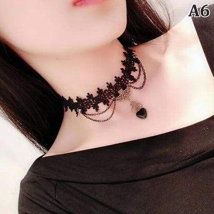 New Sexy Gothic Chokers. Crystal Black Lace Neck Wear.  Choker Necklace Vintage Victorian Women Chocker Steampunk Jewelry