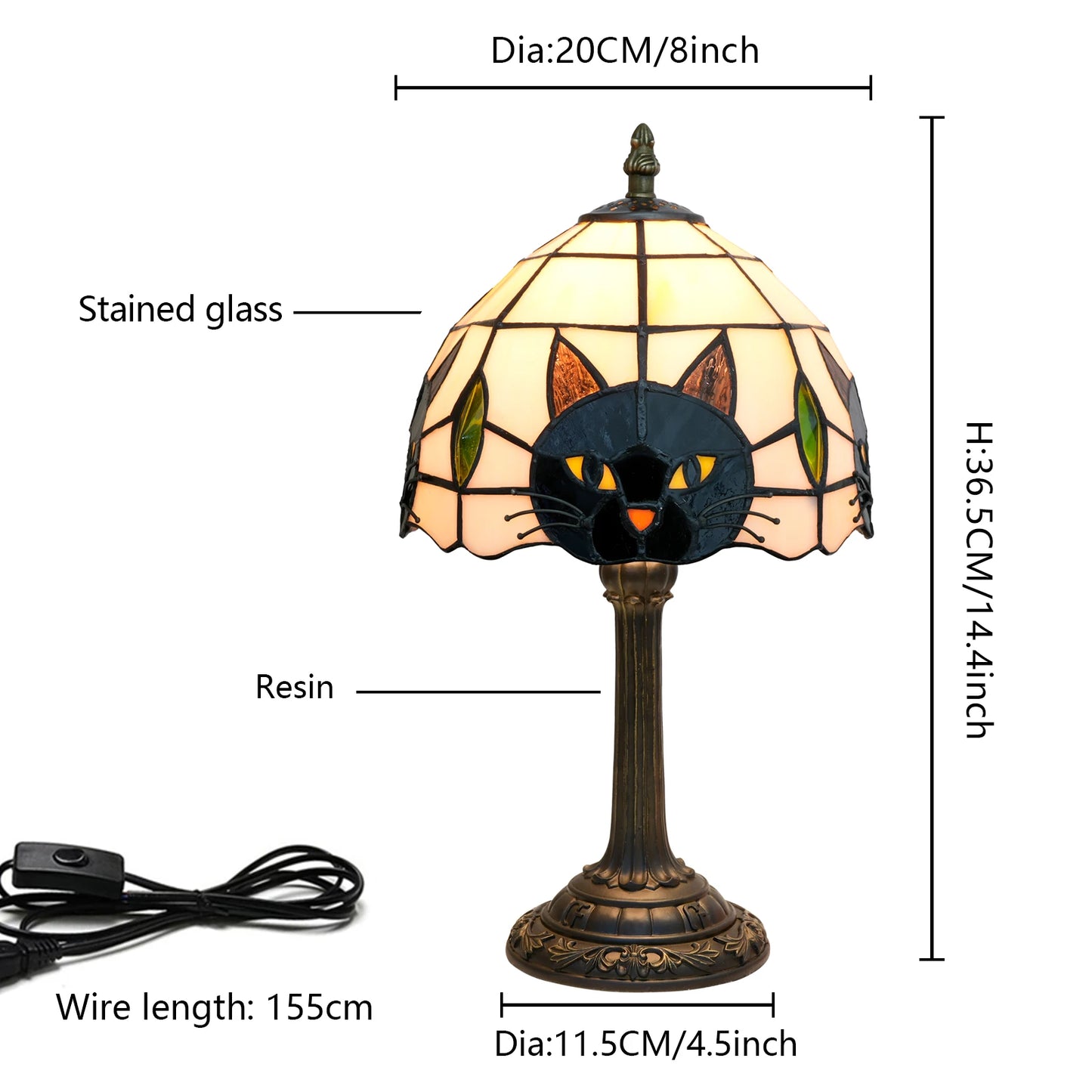 Black Cat Table Lamp for Bedroom, Nightstand, Decor,
