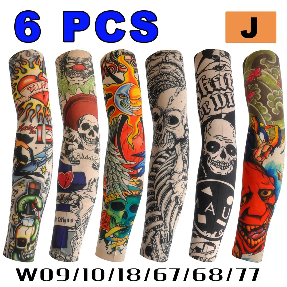 6 PCS Tattoo Sleeve for Men or Women - Anti-Sunburn Sleeve - Elastic Cycling Sleve