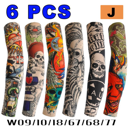 6 PCS Tattoo Sleeve for Men or Women - Anti-Sunburn Sleeve - Elastic Cycling Sleve