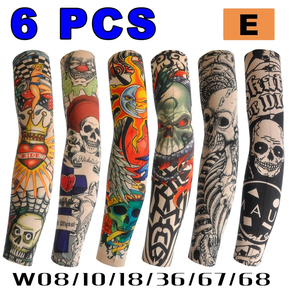 6 PCS Tattoo Sleeve for Men or Women - Anti-Sunburn Sleeve - Elastic Cycling Sleve