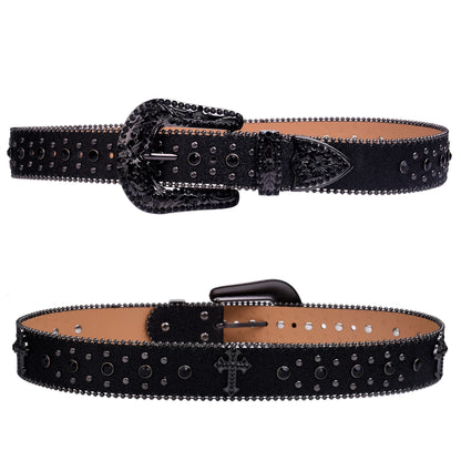 Man-made Diamond Belt, ladies Western Cowboy Rhinestone Design Leather Belt i