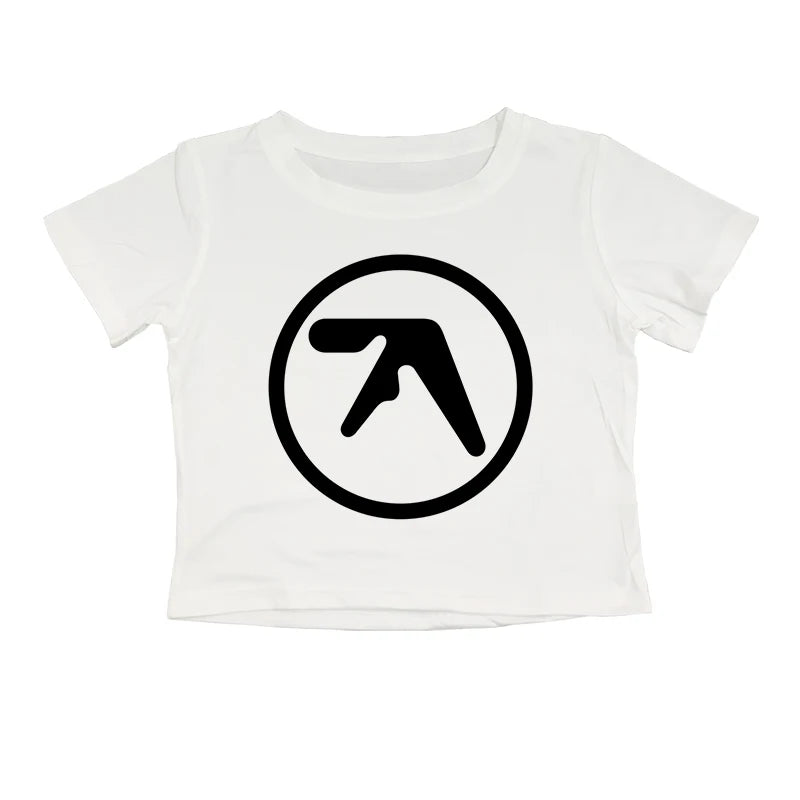 Punk Aphex Twin Print T-Shirt. Oversize Hip Hop Women Streetwear - Crop Top Baby Goth