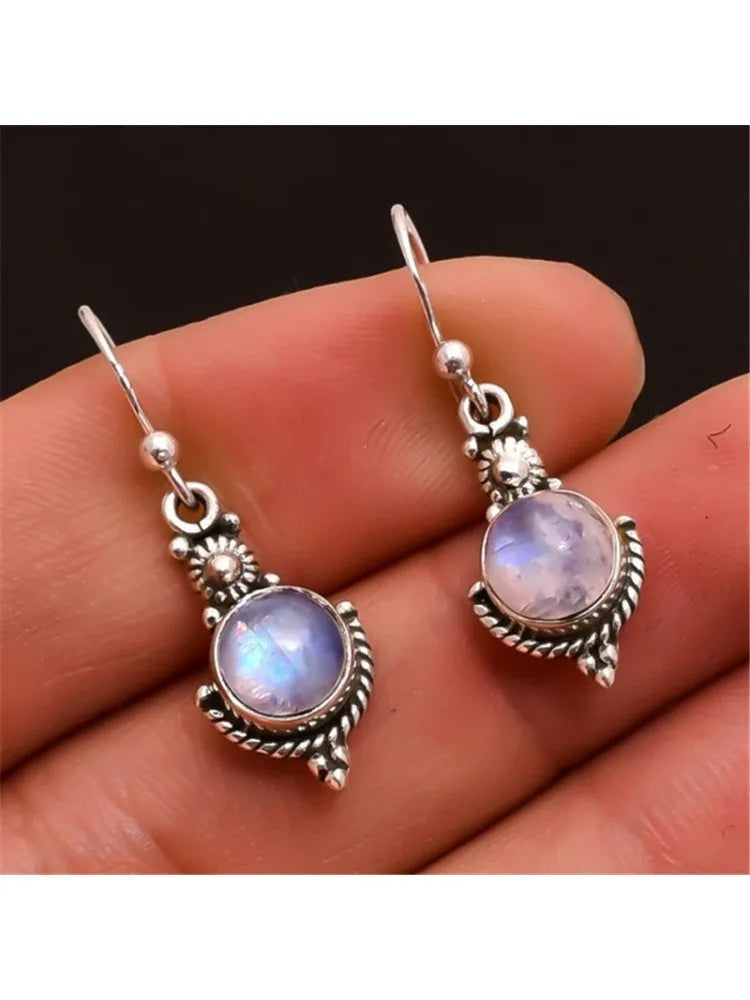 Sterling Silver Moonstone/Gemstone Drop Earrings.