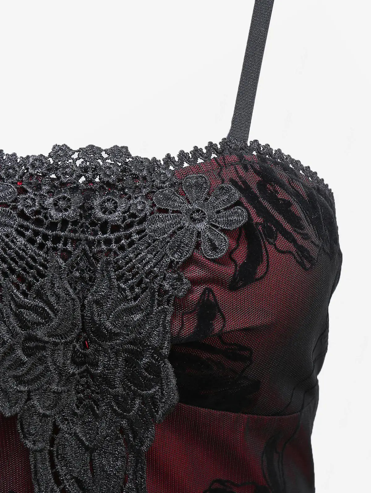 Vintage Gothic Dress.  Applique Layered A Line Cami Dress.  Punk Goth Party Cocktail Dress
