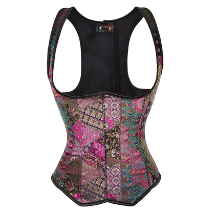 Underbust Corset Plus Sizes, Waist Trainer Steampunk Corset with Straps Gothic Corset Under bust and back lace up