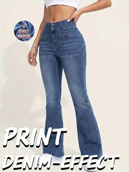 High Elasticity Non-Denim Printed Leggings.  High Waist Slim Leggings Gym Training Wide Leg, Fashion Wear