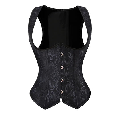 Underbust Corset Plus Sizes, Waist Trainer Steampunk Corset with Straps Gothic Corset Under bust and back lace up