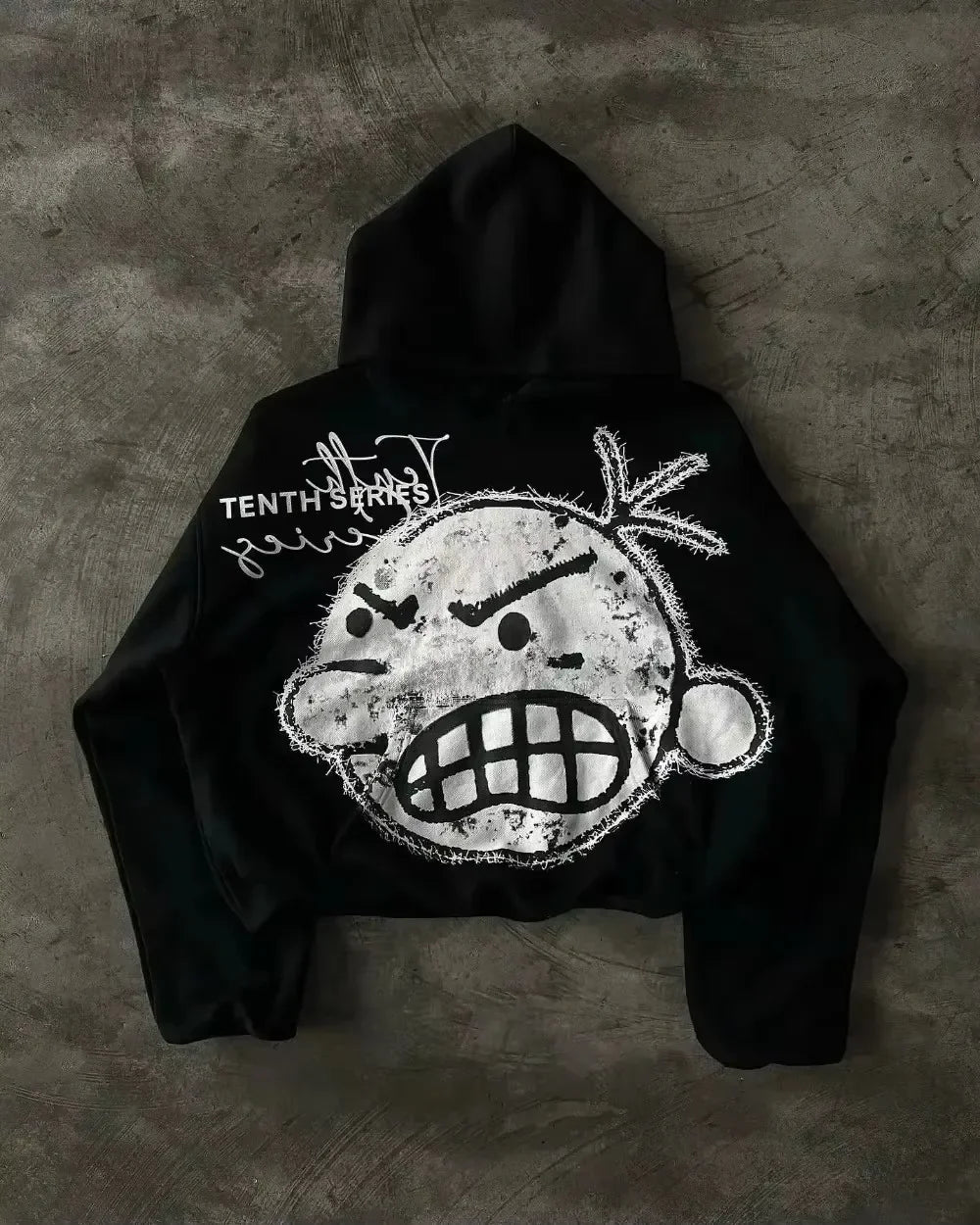 Retro Zipper Gothic Hoodie - Sexy Slim Fit Sweatshirt with Skull Graphic Embroidery