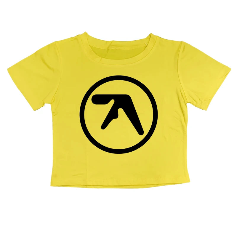Punk Aphex Twin Print T-Shirt. Oversize Hip Hop Women Streetwear - Crop Top Baby Goth