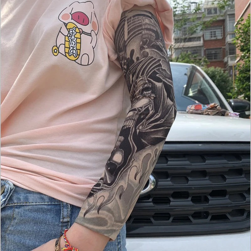 6 PCS Tattoo Sleeve for Men or Women - Anti-Sunburn Sleeve - Elastic Cycling Sleve