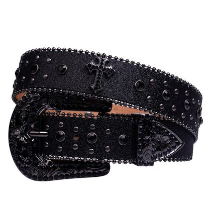 Man-made Diamond Belt, ladies Western Cowboy Rhinestone Design Leather Belt i