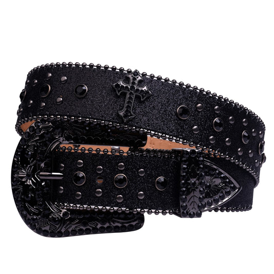 Man-made Diamond Belt, ladies Western Cowboy Rhinestone Design Leather Belt i