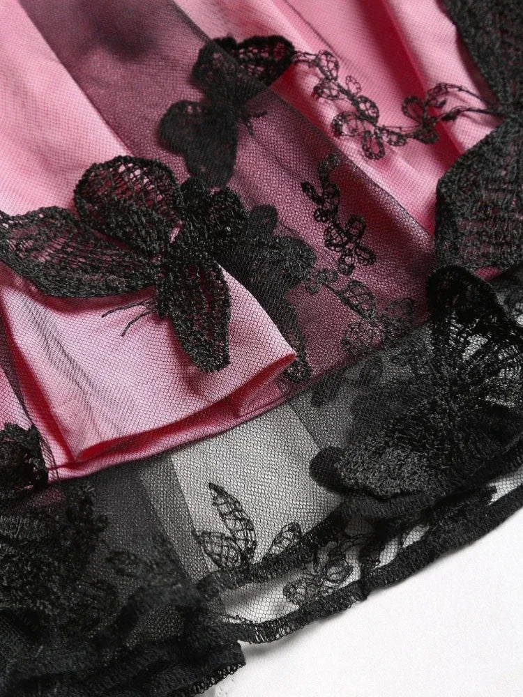 Retro Butterfly Mesh Embroidery Elegant Cocktail Dress. Sexy V Neck Evening Banquet Party Dress Dresses Women