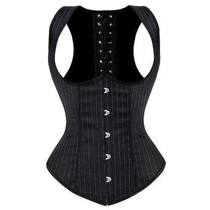 Underbust Corset Plus Sizes, Waist Trainer Steampunk Corset with Straps Gothic Corset Under bust and back lace up