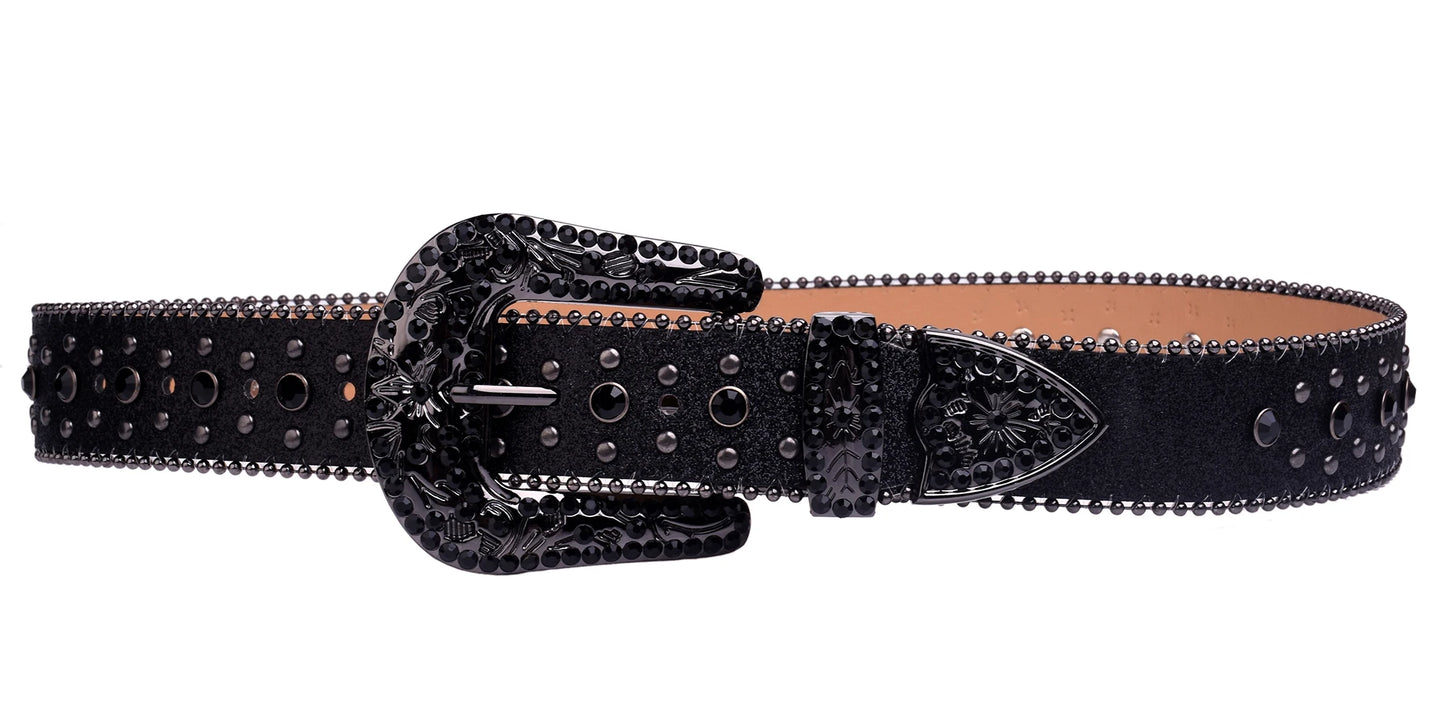 Man-made Diamond Belt, ladies Western Cowboy Rhinestone Design Leather Belt i
