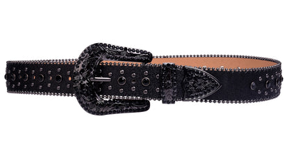 Man-made Diamond Belt, ladies Western Cowboy Rhinestone Design Leather Belt i