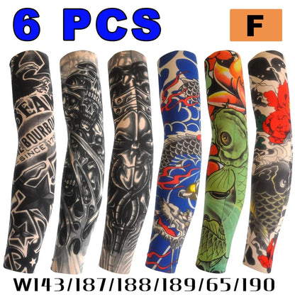 6 PCS Tattoo Sleeve for Men or Women - Anti-Sunburn Sleeve - Elastic Cycling Sleve