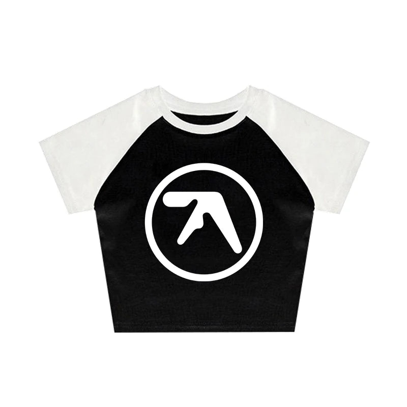 Punk Aphex Twin Print T-Shirt. Oversize Hip Hop Women Streetwear - Crop Top Baby Goth