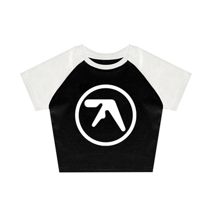 Punk Aphex Twin Print T-Shirt. Oversize Hip Hop Women Streetwear - Crop Top Baby Goth