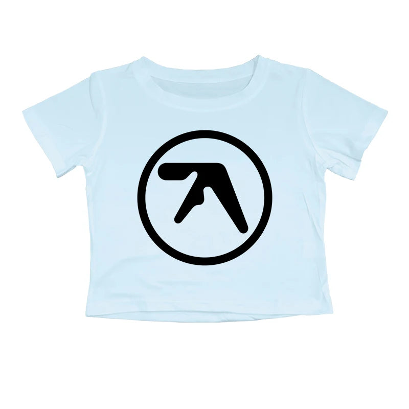 Punk Aphex Twin Print T-Shirt. Oversize Hip Hop Women Streetwear - Crop Top Baby Goth