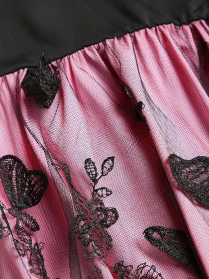 Retro Butterfly Mesh Embroidery Elegant Cocktail Dress. Sexy V Neck Evening Banquet Party Dress Dresses Women