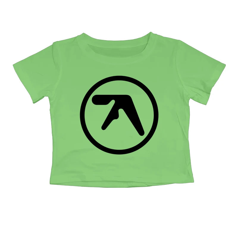 Punk Aphex Twin Print T-Shirt. Oversize Hip Hop Women Streetwear - Crop Top Baby Goth
