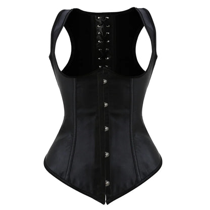 Underbust Corset Plus Sizes, Waist Trainer Steampunk Corset with Straps Gothic Corset Under bust and back lace up