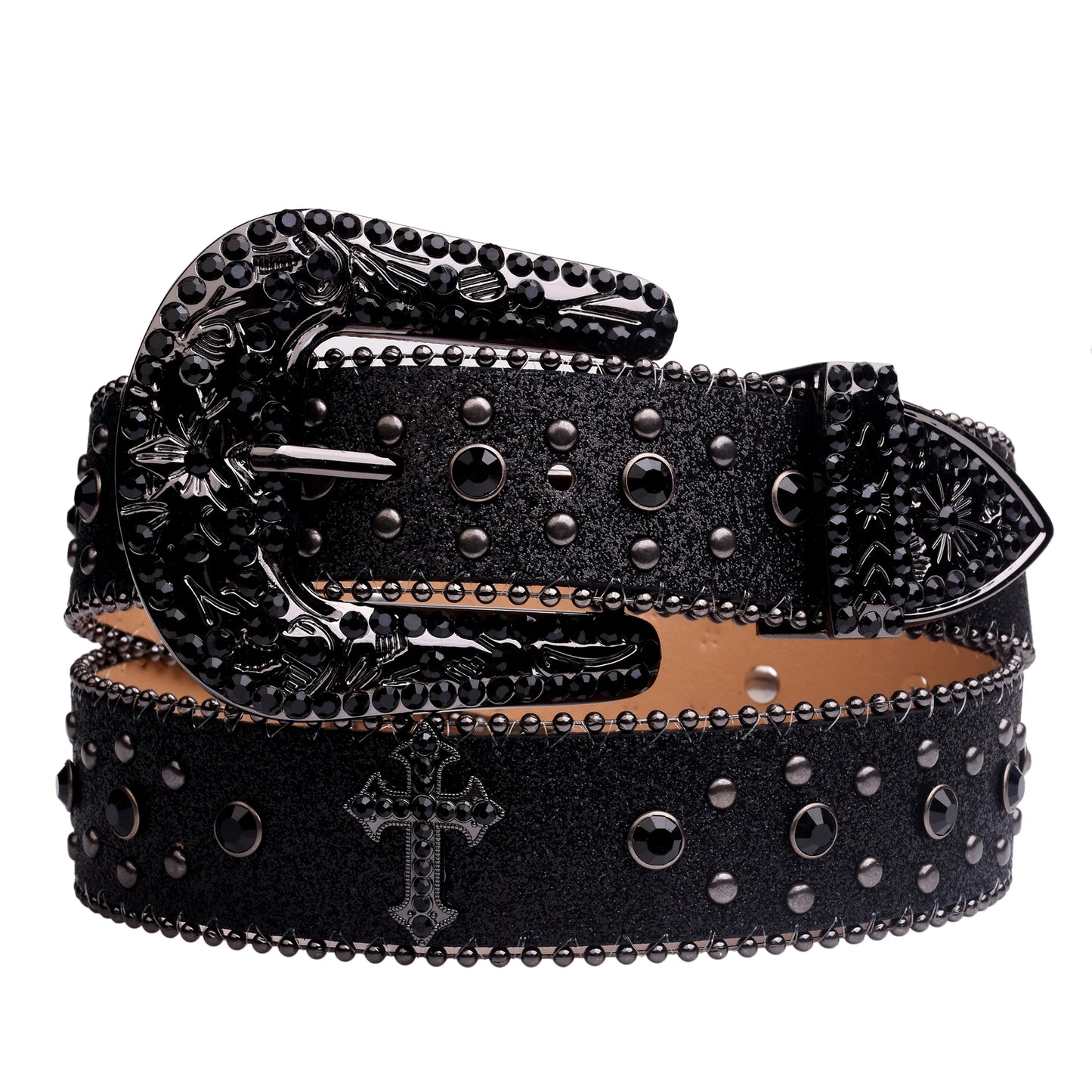 Man-made Diamond Belt, ladies Western Cowboy Rhinestone Design Leather Belt i