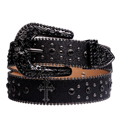 Man-made Diamond Belt, ladies Western Cowboy Rhinestone Design Leather Belt i