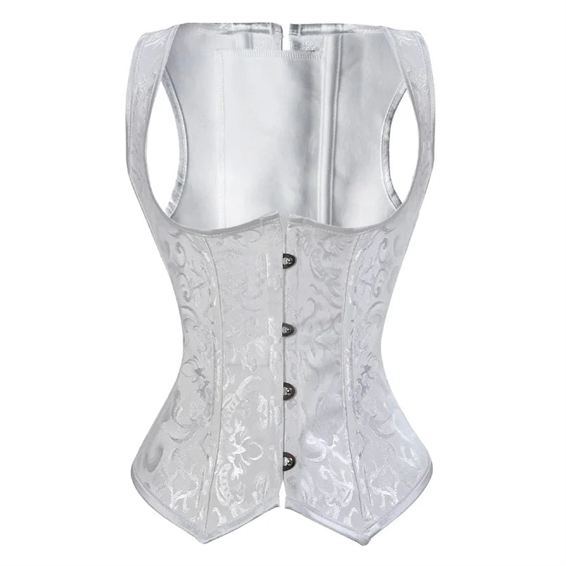 Underbust Corset Plus Sizes, Waist Trainer Steampunk Corset with Straps Gothic Corset Under bust and back lace up