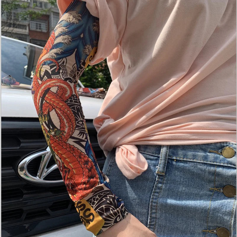 6 PCS Tattoo Sleeve for Men or Women - Anti-Sunburn Sleeve - Elastic Cycling Sleve