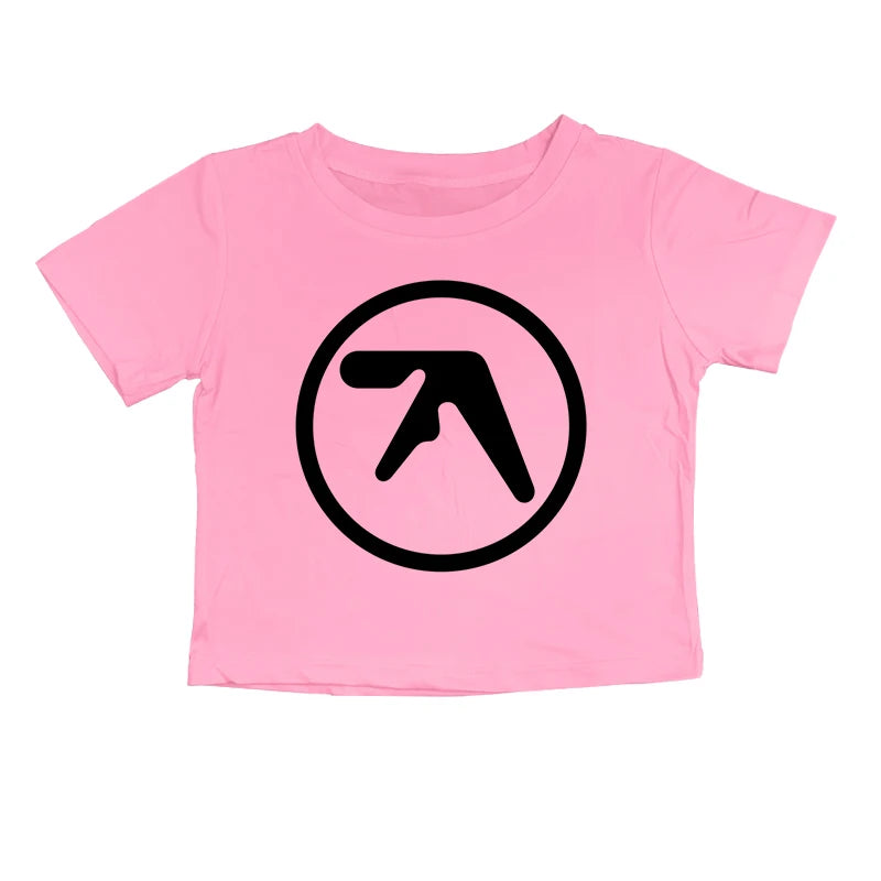 Punk Aphex Twin Print T-Shirt. Oversize Hip Hop Women Streetwear - Crop Top Baby Goth