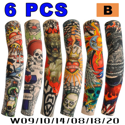 6 PCS Tattoo Sleeve for Men or Women - Anti-Sunburn Sleeve - Elastic Cycling Sleve
