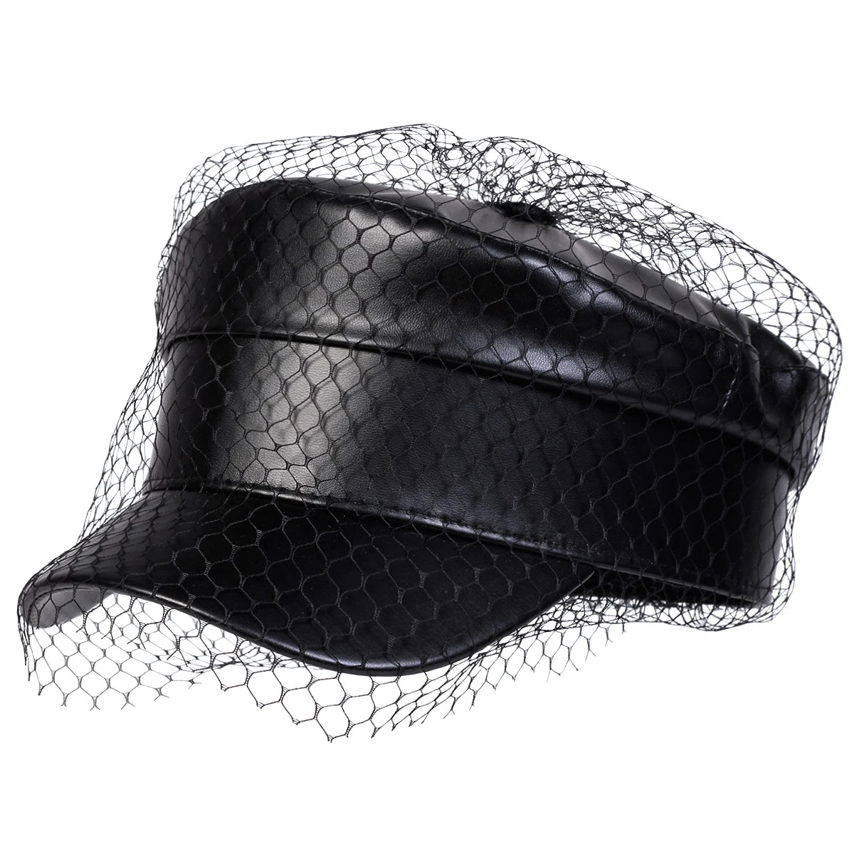 Women's Large Belt Buckle Leather Hat - Sailor Hats, Beret Cap, Military hat