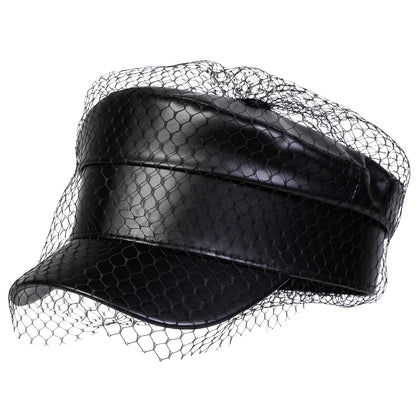 Women's Large Belt Buckle Leather Hat - Sailor Hats, Beret Cap, Military hat
