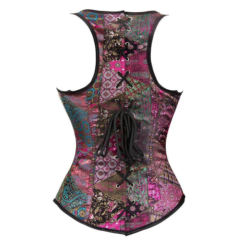 Underbust Corset Plus Sizes, Waist Trainer Steampunk Corset with Straps Gothic Corset Under bust and back lace up