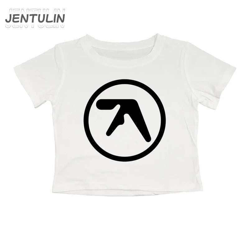 Punk Aphex Twin Print T-Shirt. Oversize Hip Hop Women Streetwear - Crop Top Baby Goth
