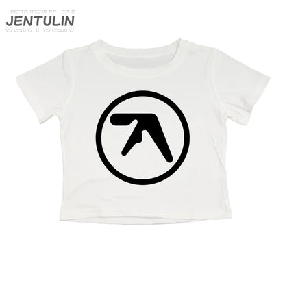 Punk Aphex Twin Print T-Shirt. Oversize Hip Hop Women Streetwear - Crop Top Baby Goth
